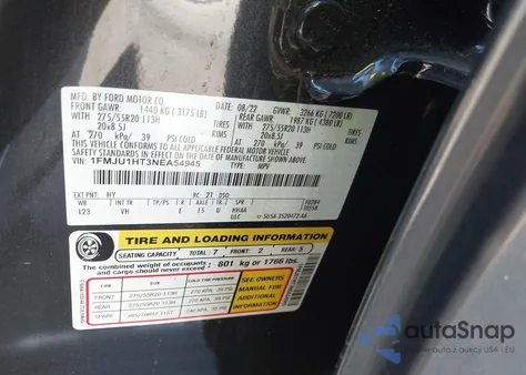 2022 Ford Expedition Xlt from USA, damaged, VIN 1FMJU1HT3NEA54945